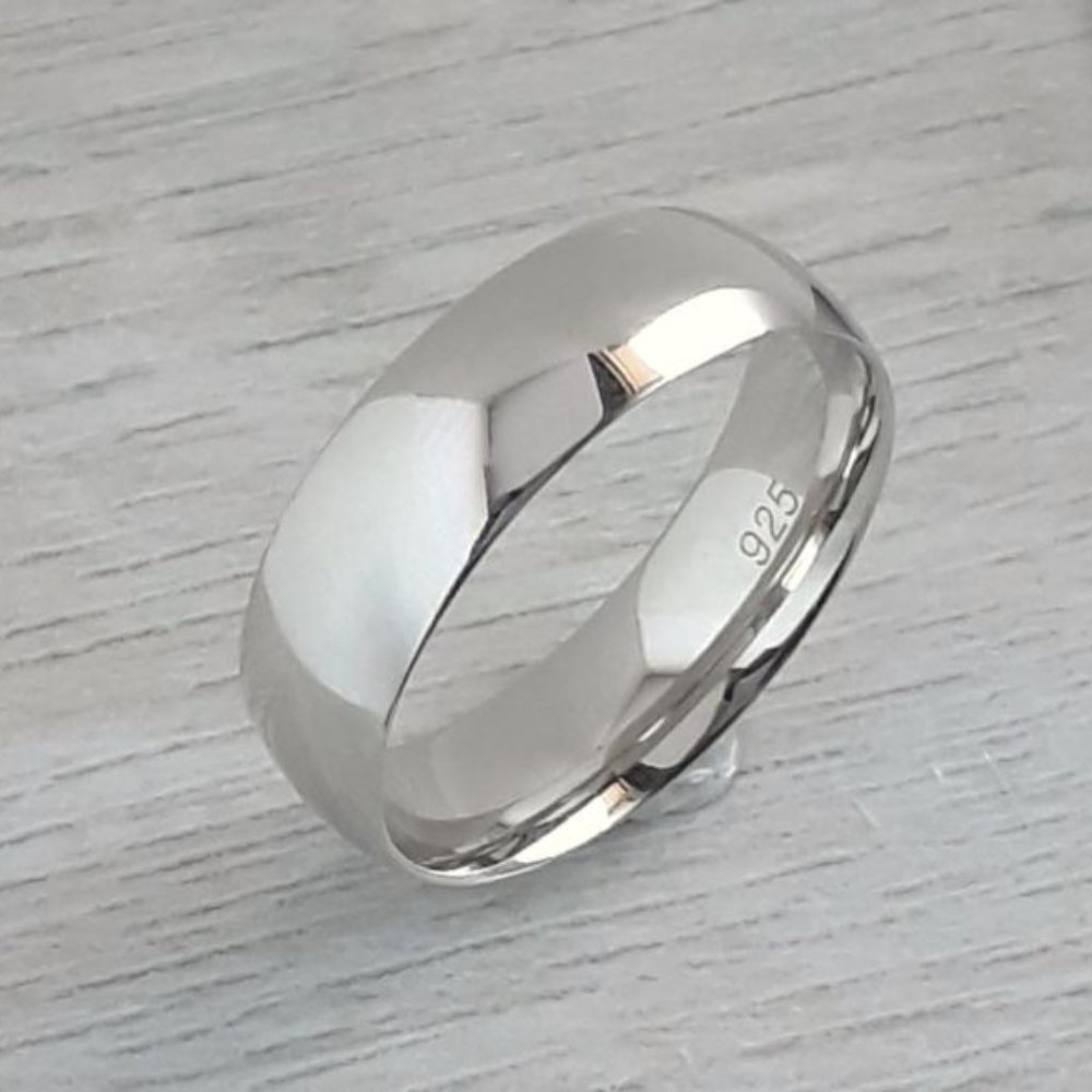 Men's 6mm 925 Sterling Silver Wedding Band